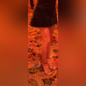 Bebe Black Suede Pleated Super Mini